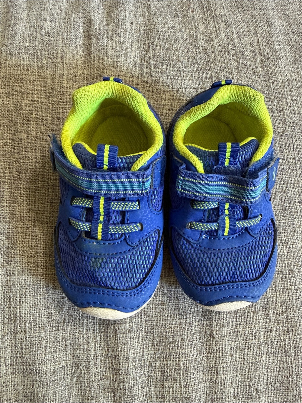 Stride Rite Blue and Neon Green Toddler Athletic Sneakers